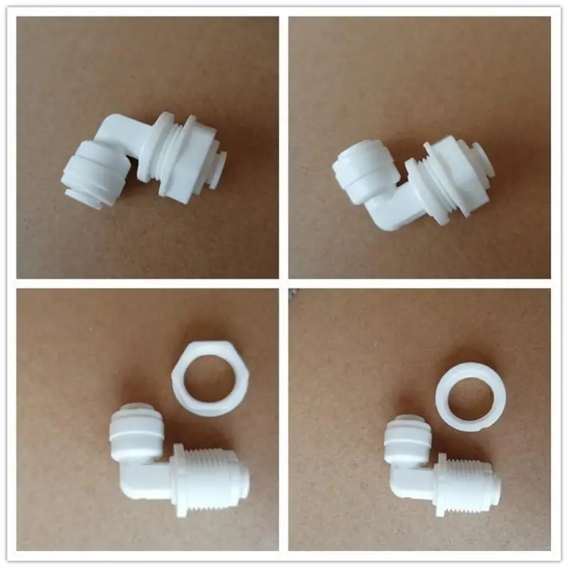 

50pcs Bulkhead Panel Elbow Hose 1/4 x Hose 1/4 Connector Right-angle bend joint Water Plastic Pipe Fitting