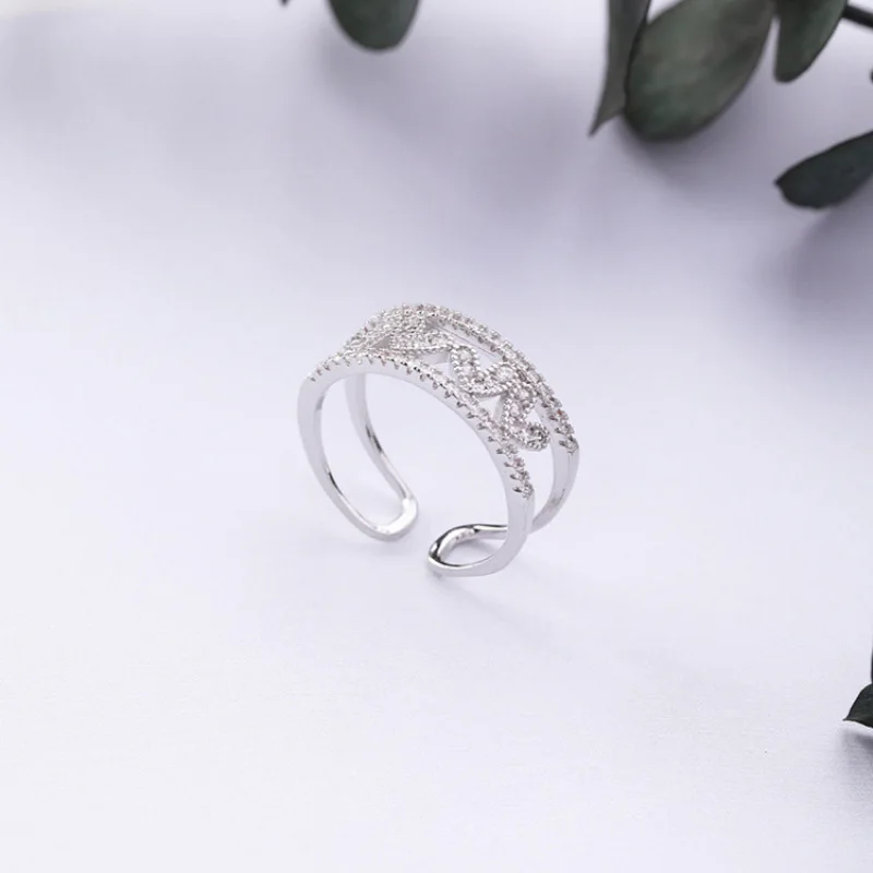 Открытие камень циркон кольца любящее сердце для женщин Женский милый перстни