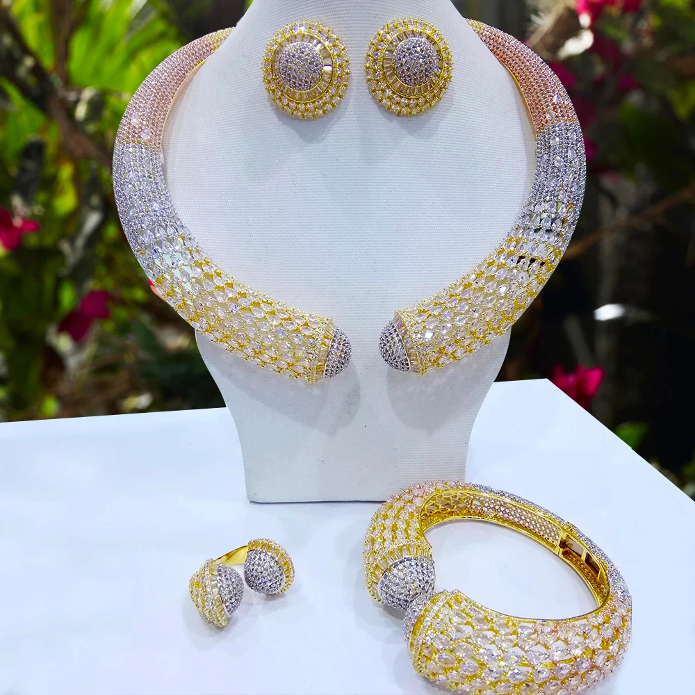 

Missvikki Оригинальный Роскошный Дубай свадьба 4 шт. ожерелье жемчуг кольцо серьги наборы для женщин кубический циркон Свадебный комплект ювели...