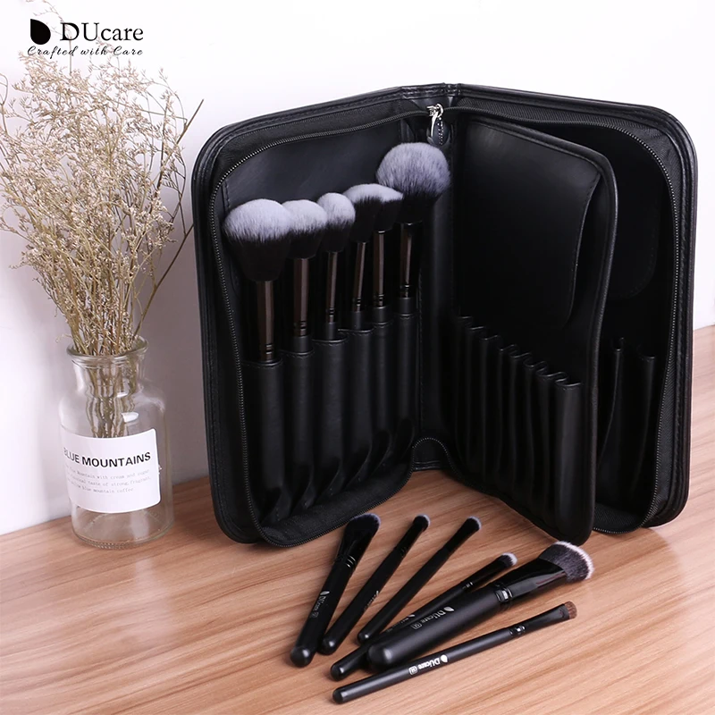 

DUcare 27PCS Make up Brushes Foundation Powder Eyeshadow Highlight Contour Eyebrow Brush Natural Hair Makeup Brush set with Case