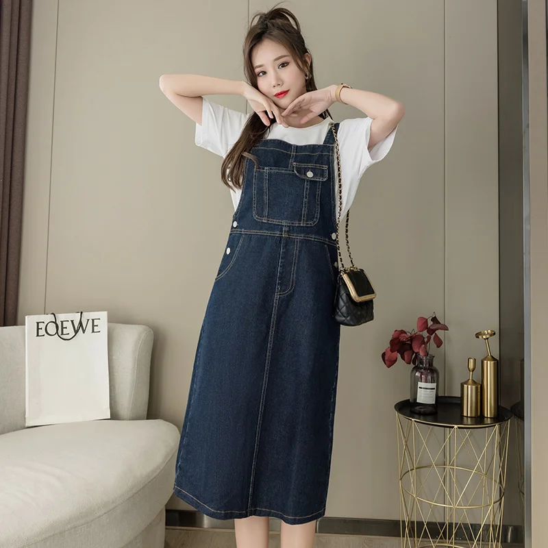 

Denim Dress for Women 2021 New Spring Young Suspender Dress for Students Overknee Mid-Length Suspender Dress