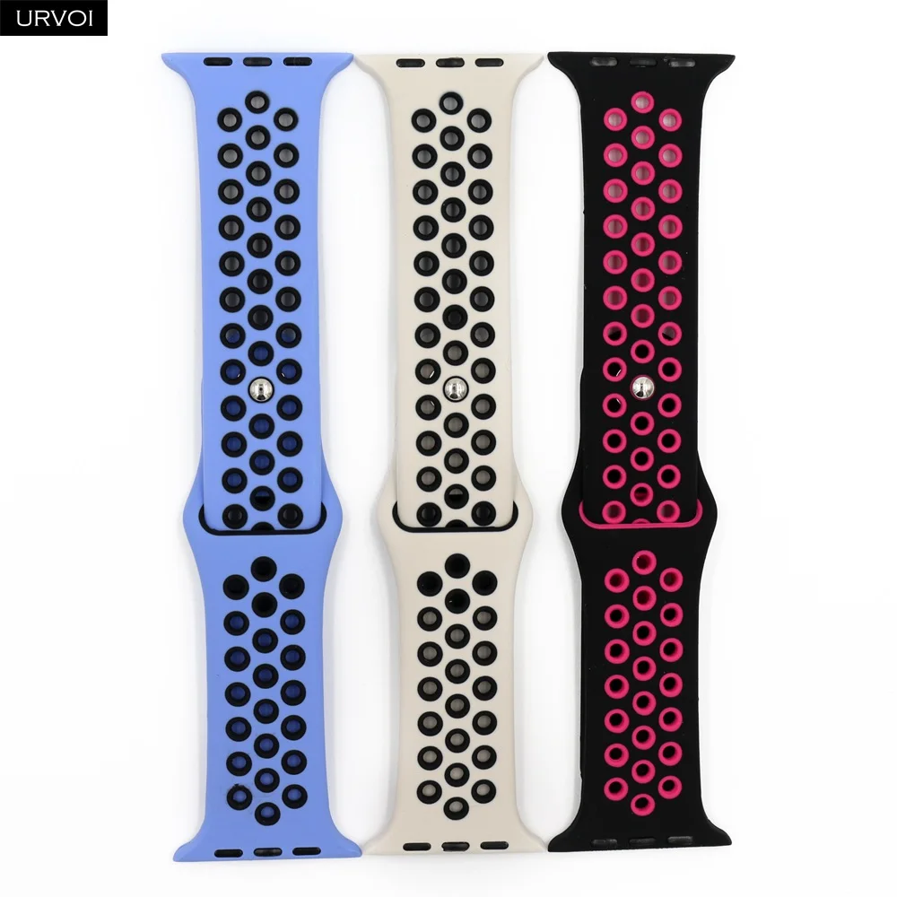 URVOI спортивный ремешок для Apple Watch Nike+ Серия 5 4 3 2 1 силиконовый ремешок для iwatch Дышащие новые цвета 38/40 42/44 мм