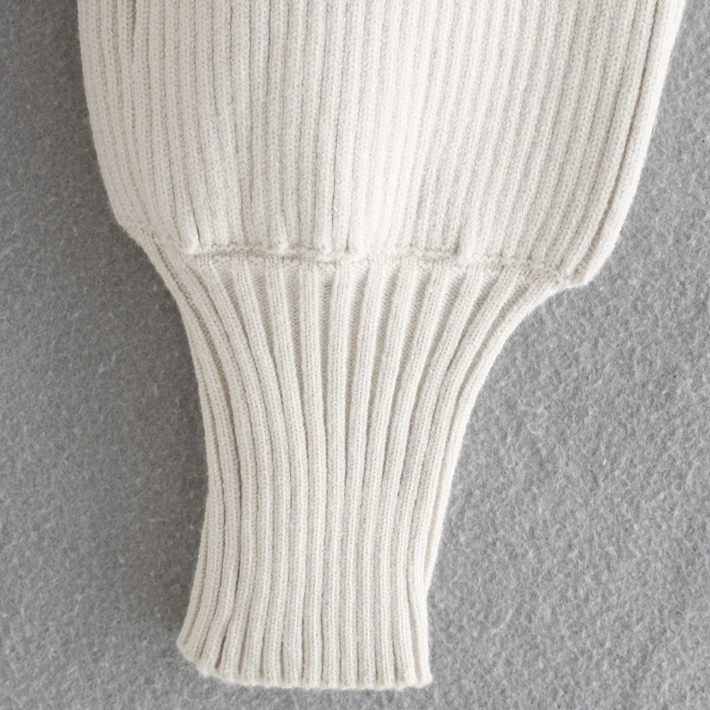 Женский свитер с длинным рукавом ZOEPO Однотонный воротником-хомутом и буффами 2019 |