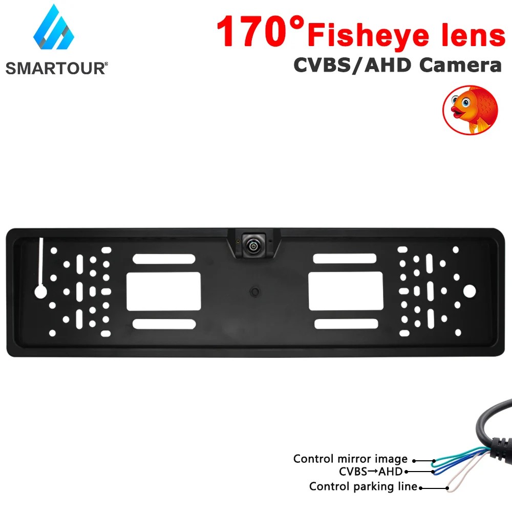 

Smartour 170° Car Rear View Camera EU European License Plate Frame Night Vision Front Reverse Backup Camera For AHD/CCD Monitor