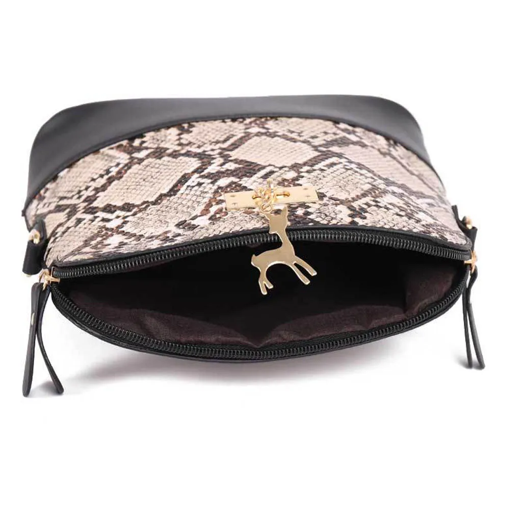 Змеиный принт цепочка ракушка сумки на плечо женская кожаная сумка через