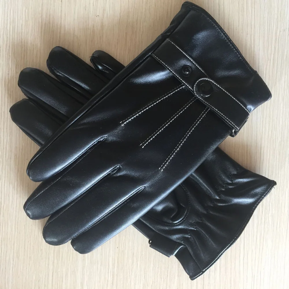 

Winter Leather Gym Workout Thicken Riding Touch Screen for Travel Outdoor (Black)