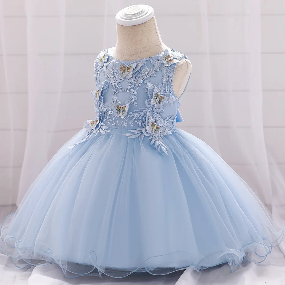 

Fashion Newborn Bow Ball Gown Dress Embroidery Zipper Dress For baby Weddings Birthday Children Clothing