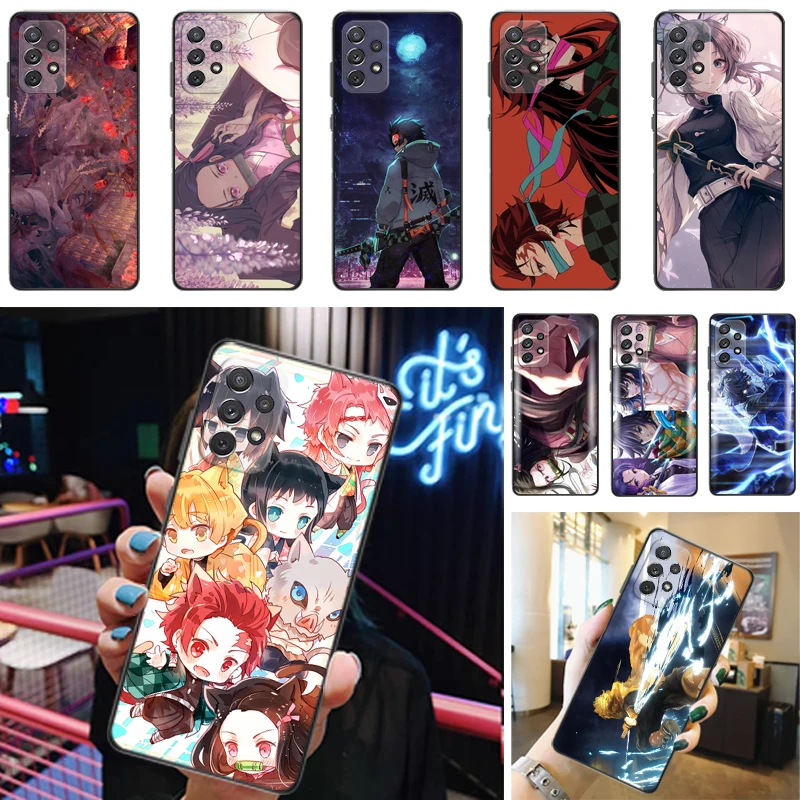 

Demon Slayer Agatsuma Zenitsu Kamado Tanjirou Kamado Nezuko Kimetsu No Yaiba Phone Case For Samsung Galaxy A52 4G 5G A72 Coque