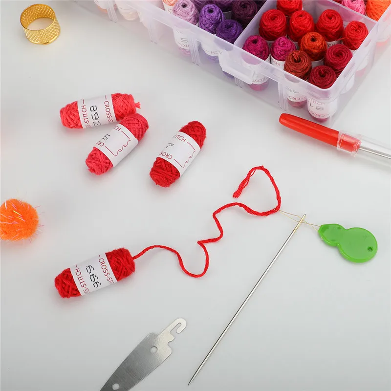 KOKNIT, 100 цветов, вышивка нитью, мини, одна сторона, сделай сам, браслеты дружбы, нитки, швейные иглы, ножницы, набор для шитья с коробкой