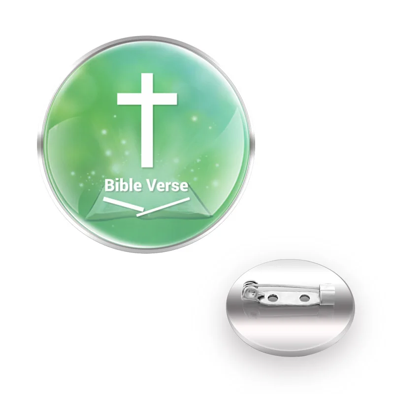 

Bible Verse Cross Glass Round Convex Top Brooch Decoration Jewelry Gift Men Women For Bag Clothes