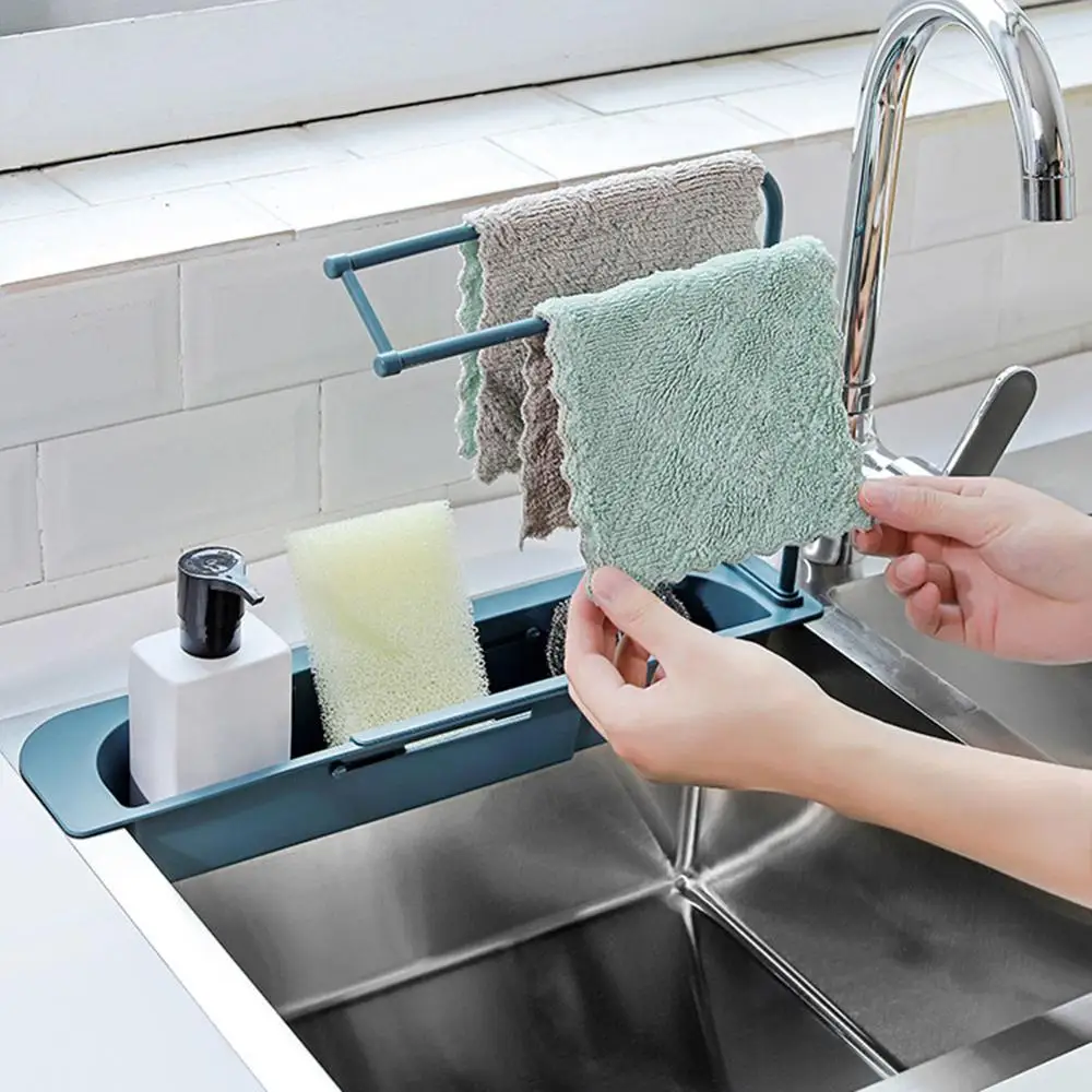 

Universal Telescopic Sink Rack Holder Expandable Storage Drain Basket For Kitchen Household Adjustment Rack Home Kitchen Storage