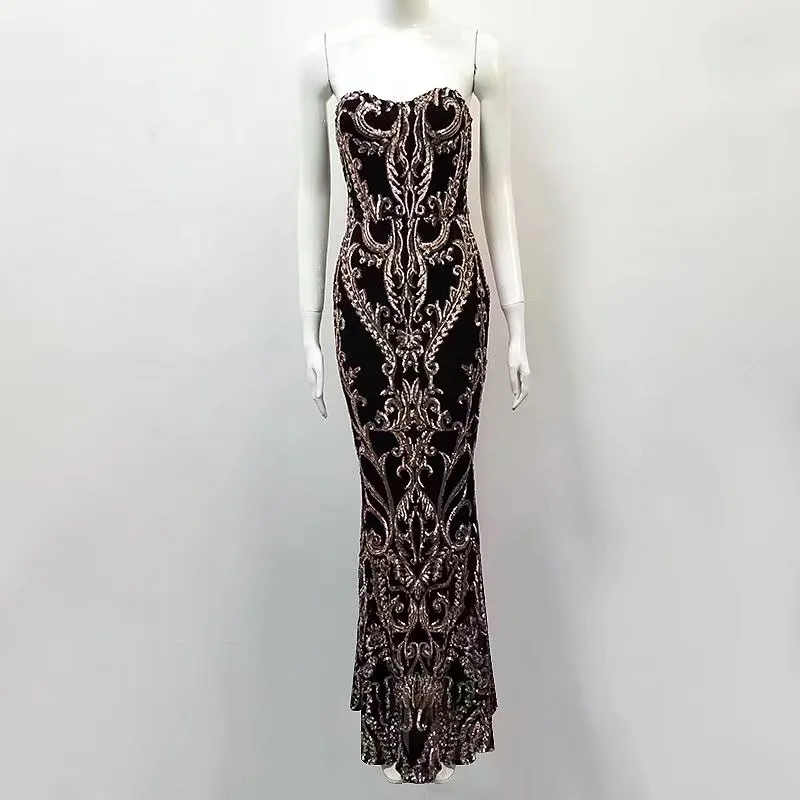 

New Luxury Sexy Mesh Sequins Glitter Women Summer Maxi Long Dress 2020 Celebrity Designer Evening Club Party Dresses Vestidos