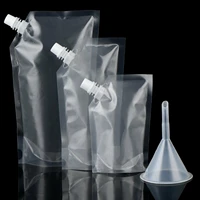 9pcsset plastic drinking pouch flasks reusable leakproof concealable foldable clear flask bags juice container with funnel