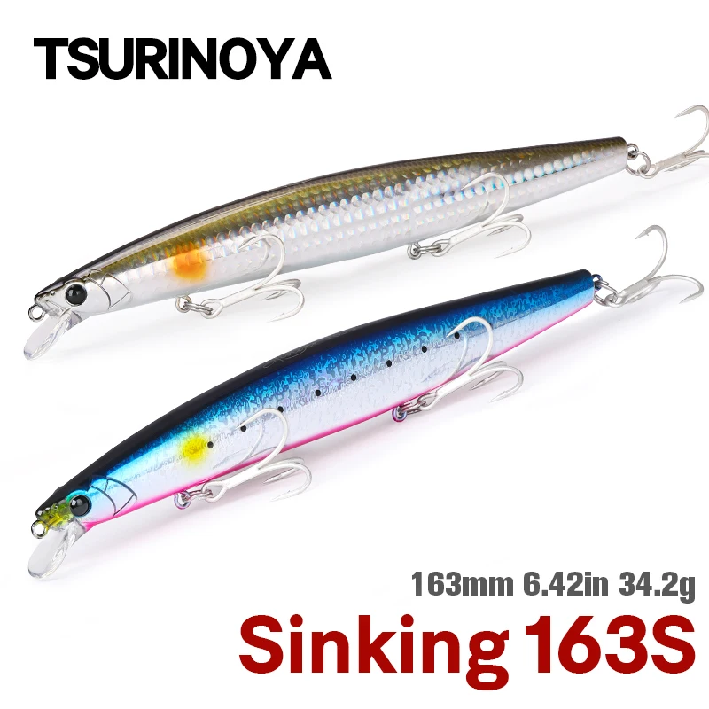 

TSURINOYA STINGER 163S 34,2g большая игра для морской рыбалки Тонущая приманка гольян 163 мм вольфрамовый подвижный вес соленая вода жесткие приманки