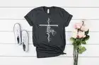 Вера с элегантными шрифт христианской вертикальный крест рубашка из хлопка Женская одежда Забавный Графический Футболка с короткими рукавами для женщин с круглым вырезом футболки