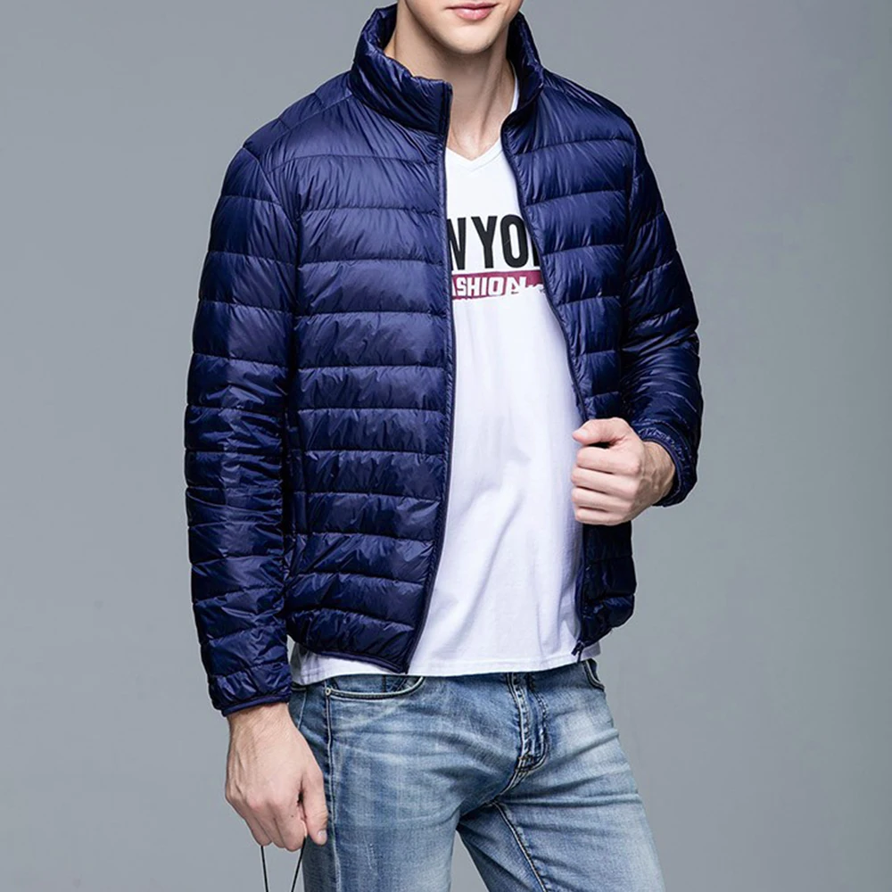 

OrientalPort Men's Down Jacket Light Packable Puffer Jacket Water Repellent Winter Jacket Soft quilted jacket with zipped pocket