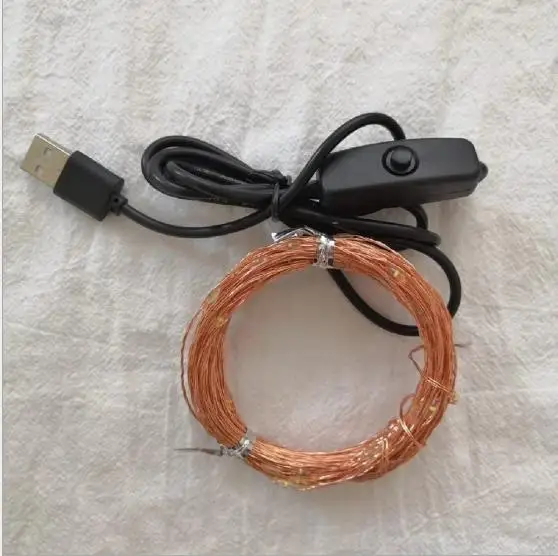 Светодиодный медный провод 5 м 50 световая Водонепроницаемая светящаяся гирлянда