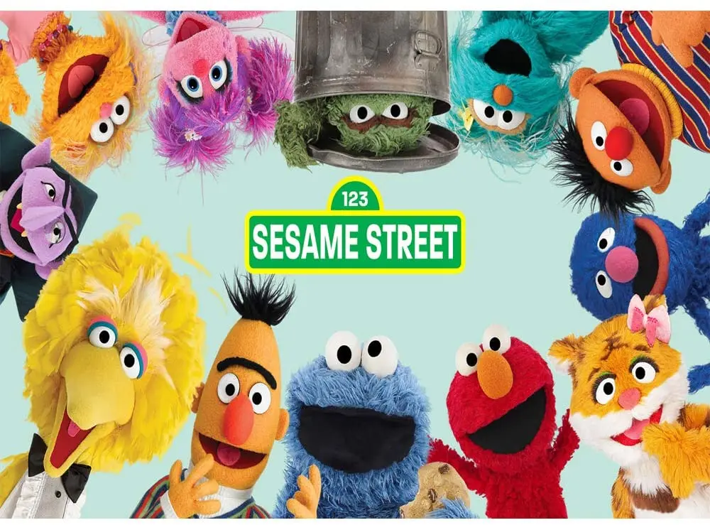 Фон для фотосъемки новорожденных с героями Улица Сезам задний план дня рождения