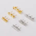 Круглые серьги-гвоздики с серебрянымзолотым покрытием, 468 мм, 100 шт.лот