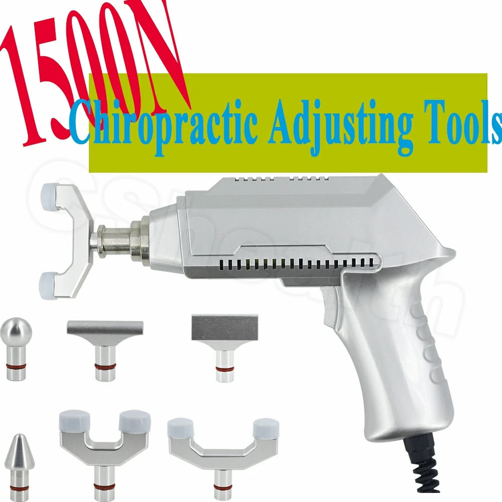 

Electric Chiropractic Massage Gun Spine 6 Heads 1500N Intensity Therapy Instrument Activator Spinal Massager Set Body Relax