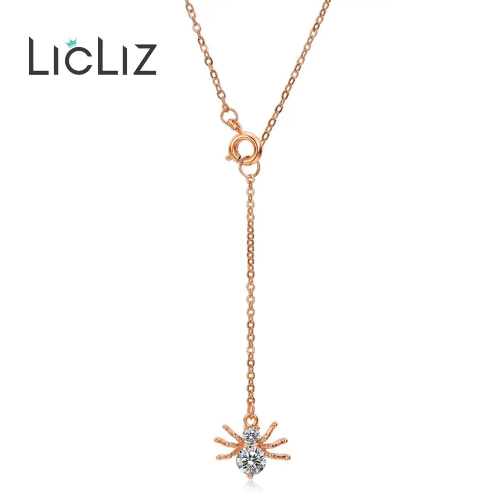 LicLiz модные новые циркониевые ожерелья с подвеской в виде паука для женщин