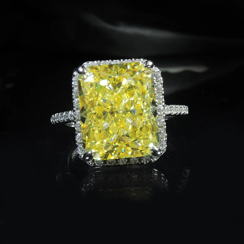 

925 Sterling Silver Citrine Created 3 Ct Moissanite Wedding Anniversary Ring Women Fine Jewelry Wholesale Rings Adjustable Size
