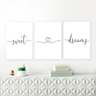 Черный, белый, милая мечта, холст, постер, текст, цитаты, печать, нордический минималистический настенный Рисунок, искусство, картина