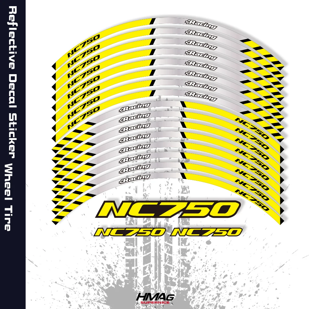 

17 Inches Motorcycle Sticker Decals Reflective Waterproof Wheel Hub Wheel Racing Sticker Decal For Honda NC750S NC750X NC750