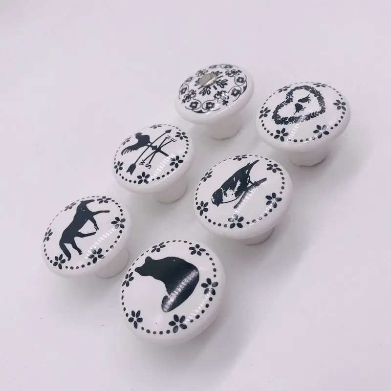 1x креативная фарфоровая круглая ручка для кухонной мебели белая керамика и