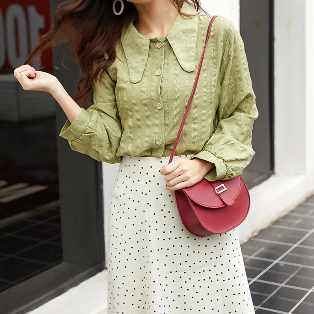 

2020 summer Shoulder Bags Small Semicircle Single Shoulder Messenger Bag fashion Flap bag sweet Women Simple All-purpose Button