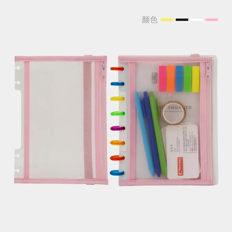 Fromthenon Custom Note-Taking System Discbound Notebook Storage Pouch H Planner Mushroom Hole Zipper Bag Office Stationery