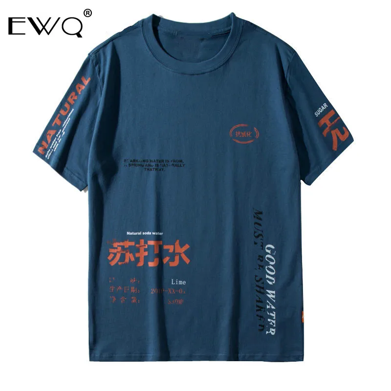 EWQ/Soda рваные футболки с принтом уличная одежда 2020 хип хоп китайский персонаж