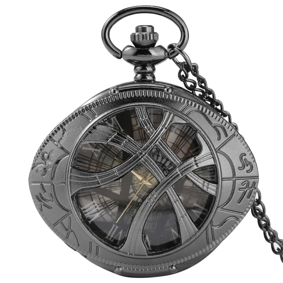 

Unique Eye Shaped Necklace Pocket Watch Quartz Movement Retro Souvenir Pendant Clock Gifts Men Women with Sweater Chain