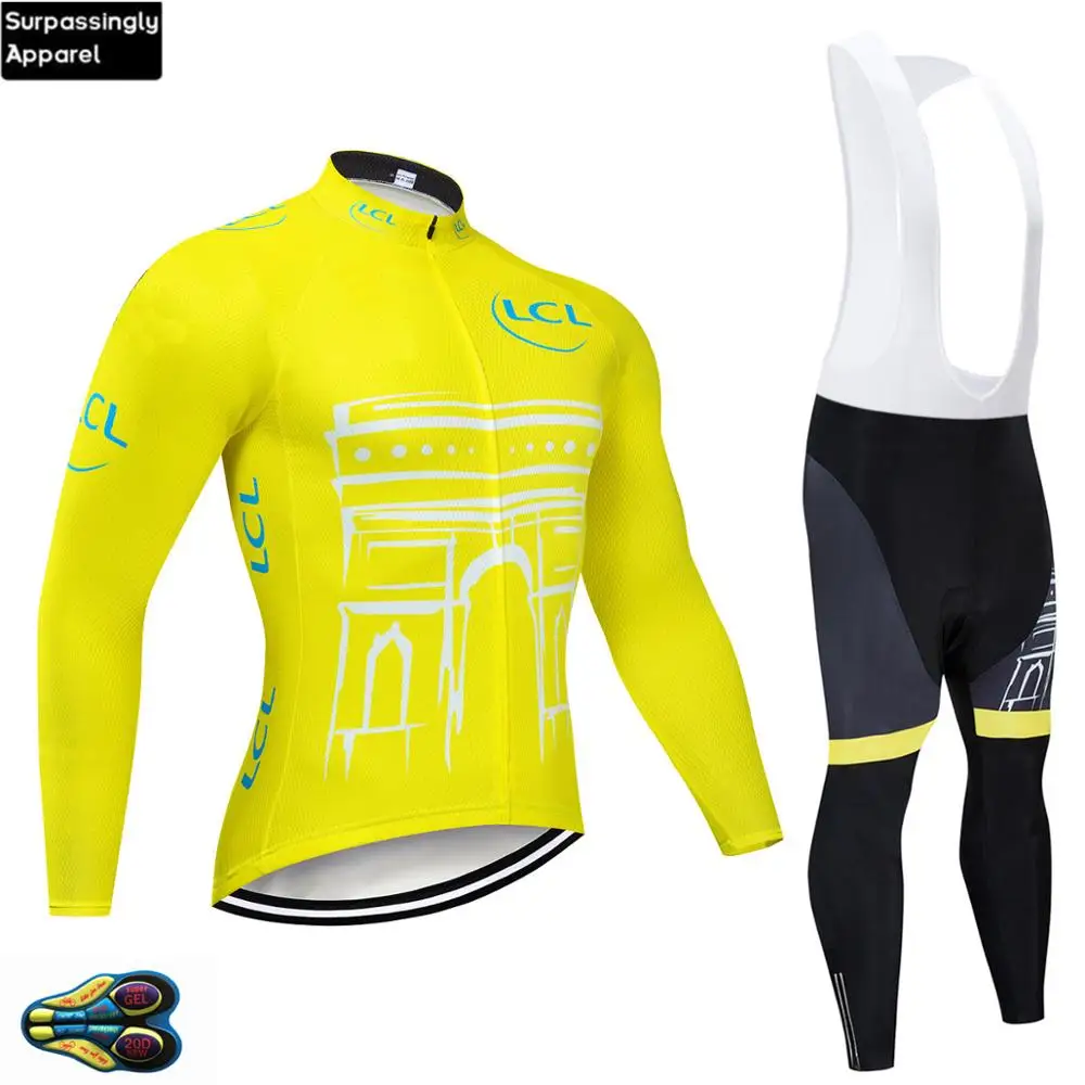 2020 Pro World Tour Франция Команда желтая Велоспорт Джерси одежда с длинным рукавом 20D