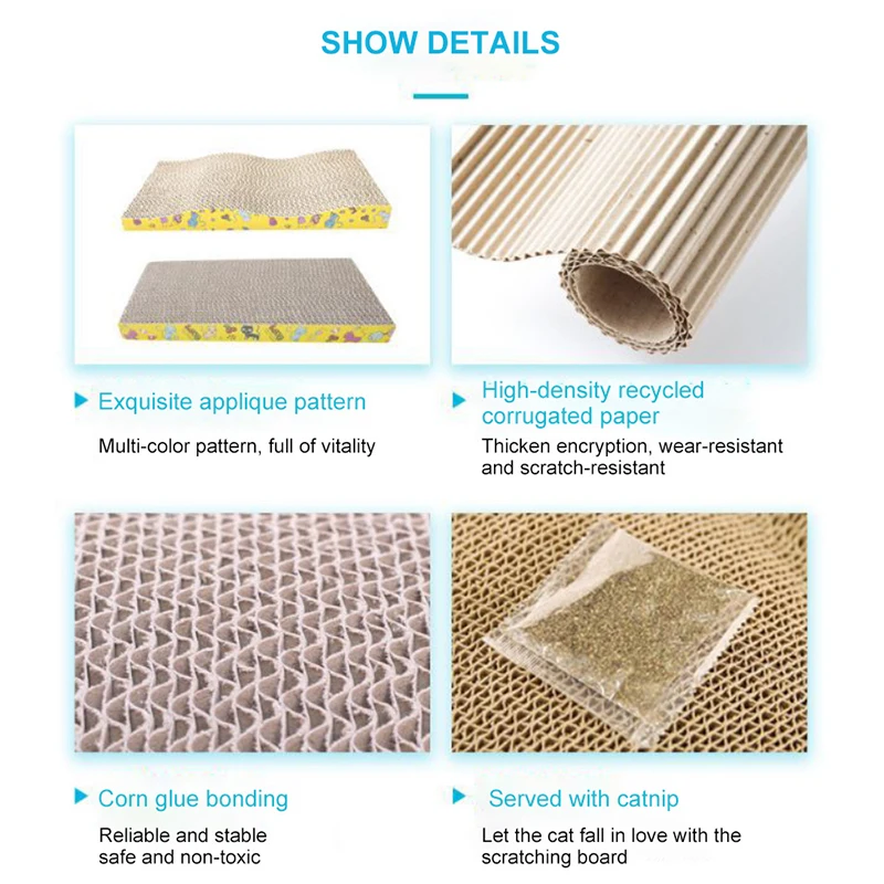 

Cat Toys Corrugated Scratching Board Claw Grinder Corrugated Paper Cat Supplies Wear-Resistant Scratcher Cat Accessories