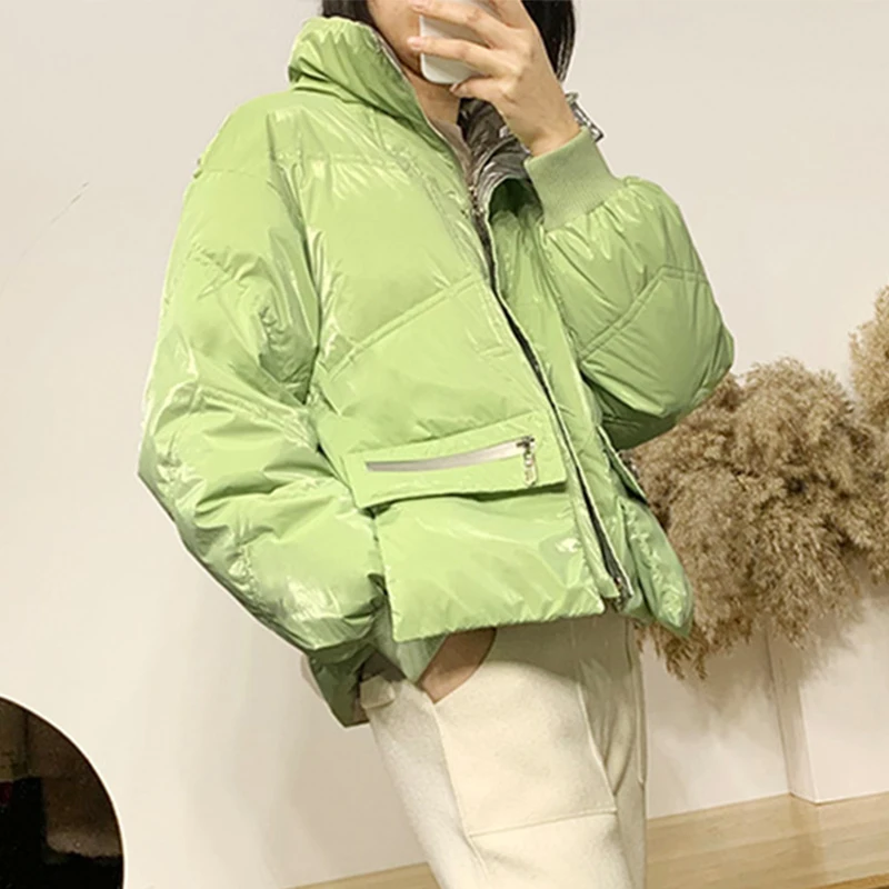 Ftlzz New Winter Women Short Stand Collar Pocket Design Warm Down Coat 90% White Duck Thick Parkas | Женская одежда