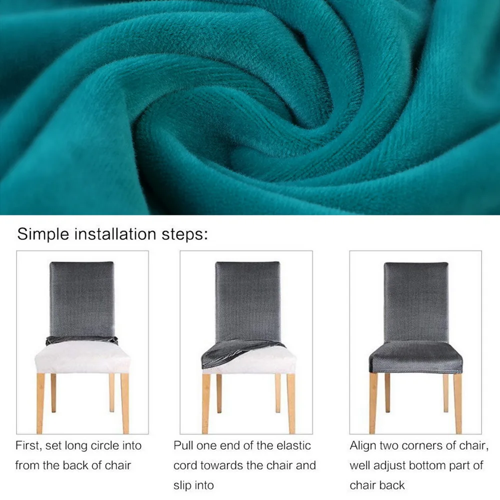1/2/4/6PCs Solid Color Velvet Stretch Chair Cover Universal Removable Dining Protection Covers For Wedding Banquet Hotel | Дом и сад