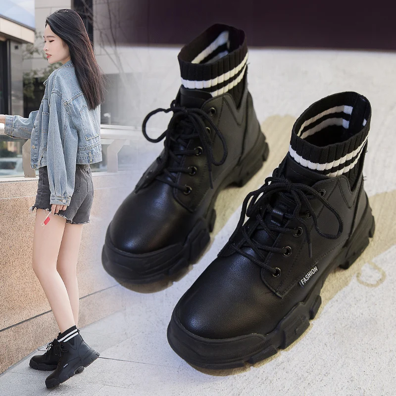 Женские ботинки с бархатной подкладкой маленькие повседневные туфли-носки