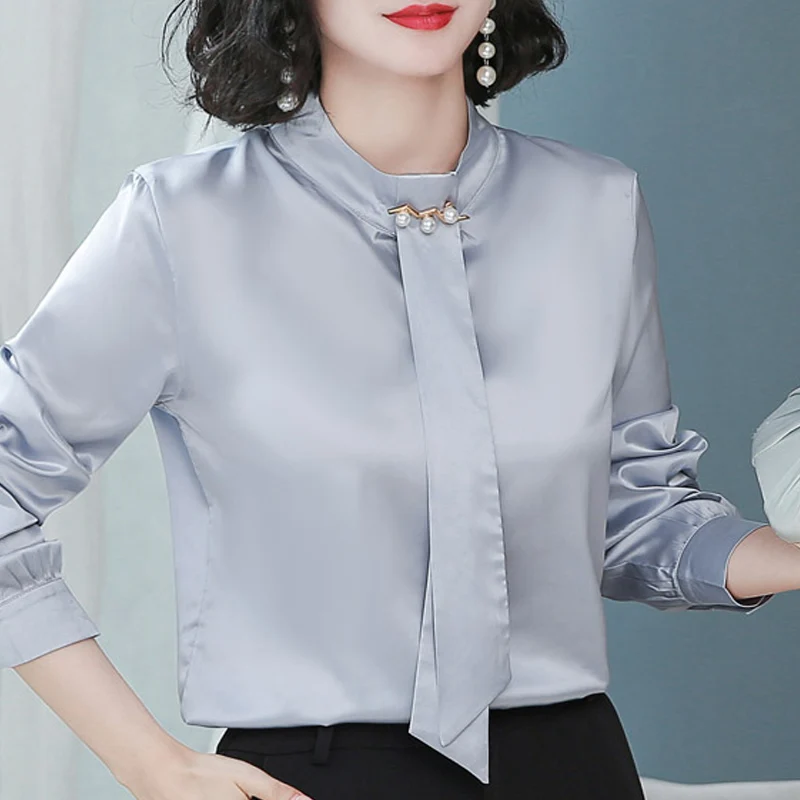 

Blusas Mujer De Moda 2021 Blouse Women Long Sleeve Women Blouses Shirts Stand Collar Chiffon Blouse Shirt Women Tops Blusa