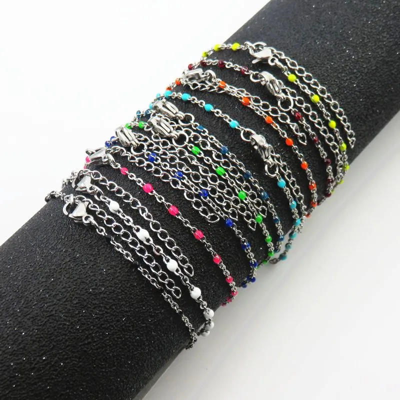 Браслет цепочка женский из нержавеющей стали ювелирное изделие с бусинами