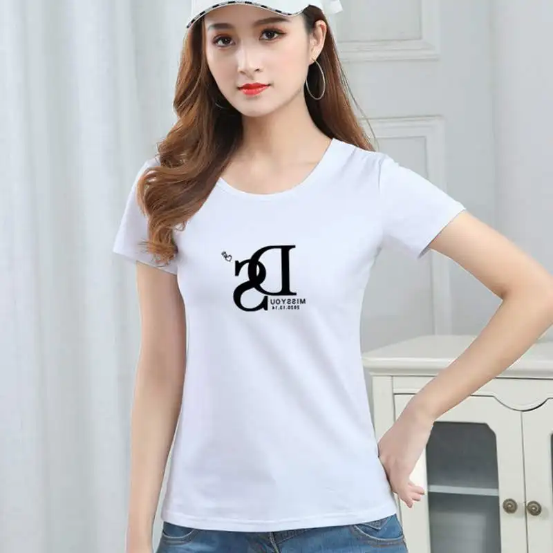 

Cotton T-Shirt Women's Short-Sleeved Summer Wear 2021 New Slim Women's T-Shirt Korean-Style Half-Sleeved Top Bottoming Shirt