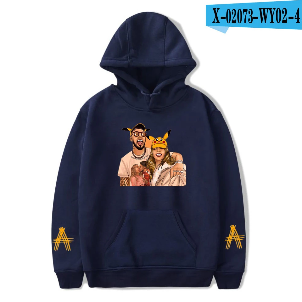 Anuel AA Стиль Знаменитостей уличная Толстовка зима осень для мужчин/женщин хип хоп пуловер с длинным рукавом негабаритных толстовки - Цвет: v