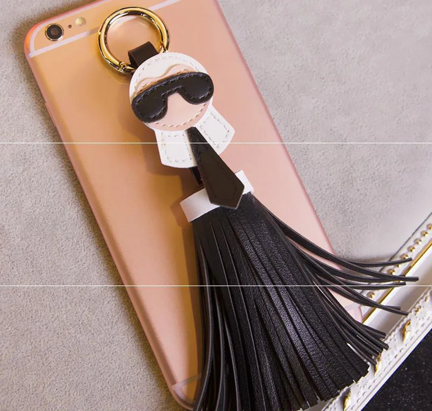

Cute key chain for Women Kar trinket Bag Bugs Car Keyring Leather Tassels Bag Charm Holder Ornaments Leather Keychain