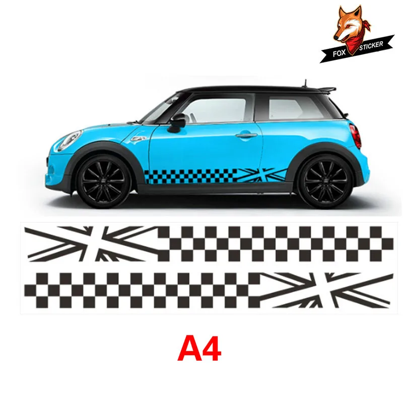 Автомобильная наклейка и 2 шт. боковая юбка порог гоночная полоса для MINI Cooper r56 r57
