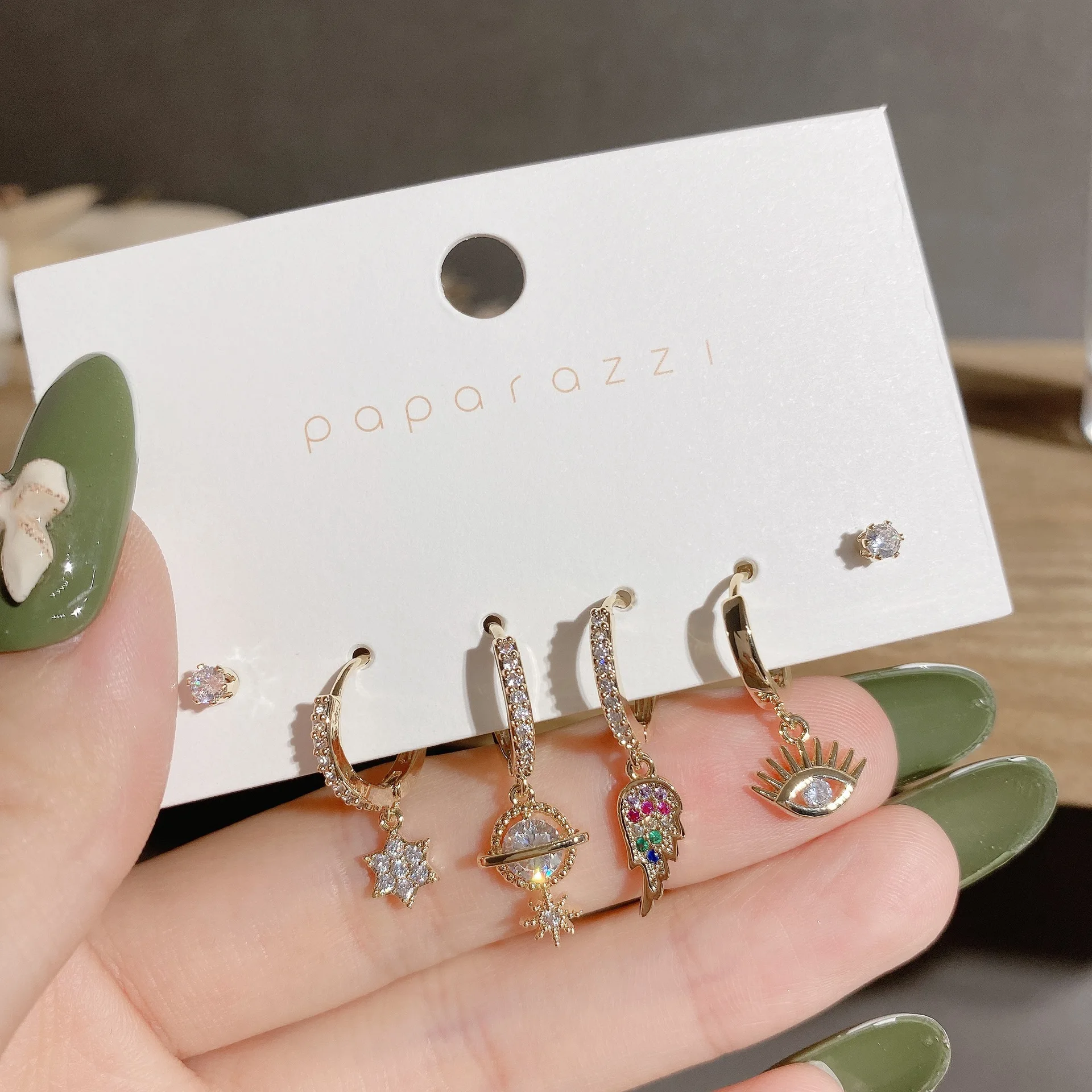 

Wholesale New Arrival 6-Piece Set Earrings All-Match Fashion Eye Bohemia Zircon Planet Silvers Post Gift