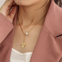 chic pearl necklace for women 2020 new stainless steel retro baroque pendants chain punk antique jewelry gift sexy trendy choker