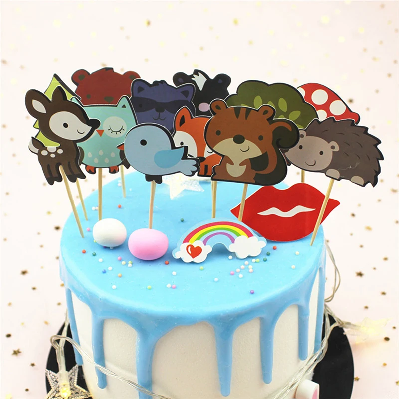 24 шт лесные животные Торт Топперы Джунгли Лес животное кекс топперы для детей