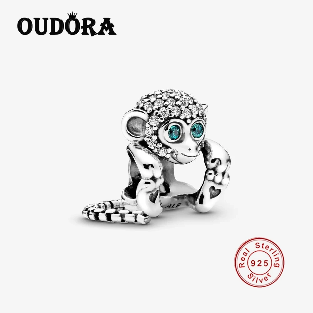 

Real 925 Silver Pave Monkey Charm Fit Original Pan Charms Animal Beads Bracelet Silver Fashion Women Jewelry Berloque