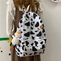 women cow texture waterproof nylon backpack fashion school bag teenage backpacks travel bag