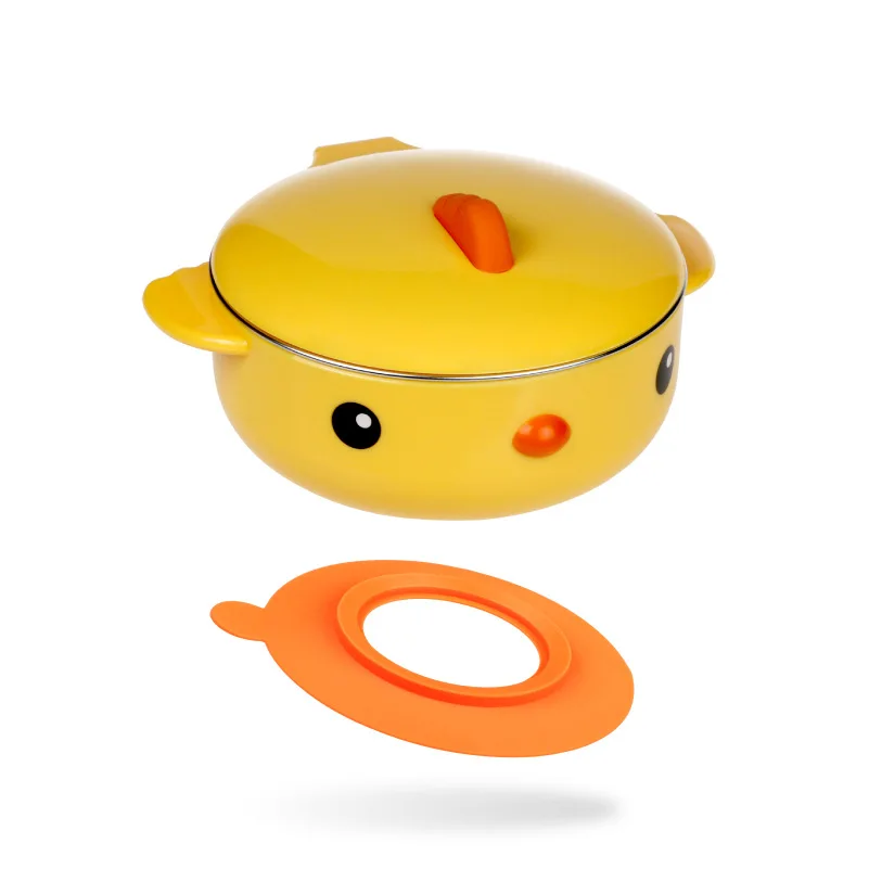 

Baby Tableware Set Stainless Steel Cute Cartoon Thermal Dishes Kid Hot Water Insulation Bowl Children Feeding Dinnerware MBG0372